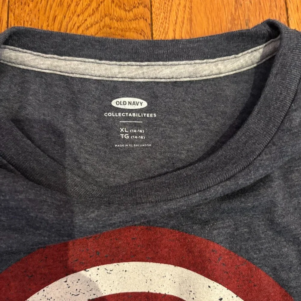 Old Navy Youth Marvel Captain America Shield Graphic T-Shirt Blue Gray Size XL